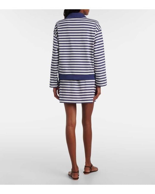 Posse Blue Haisley Striped Cotton Miniskirt