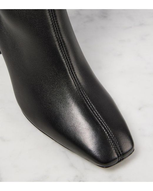 Max Mara Black Stretchy Leather Knee-High Boots