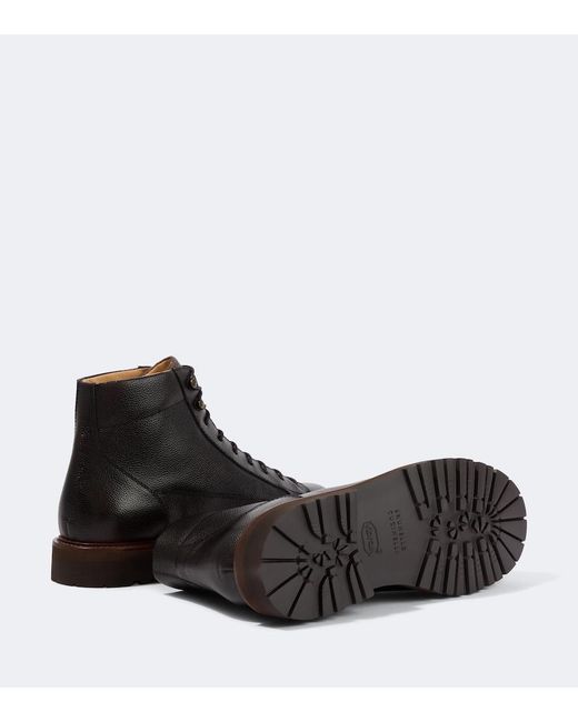 Brunello Cucinelli Brown Leather Lace-Up Boots for men