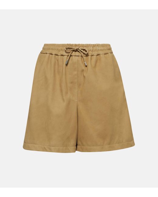 Loewe Natural Mid-rise Suede Shorts