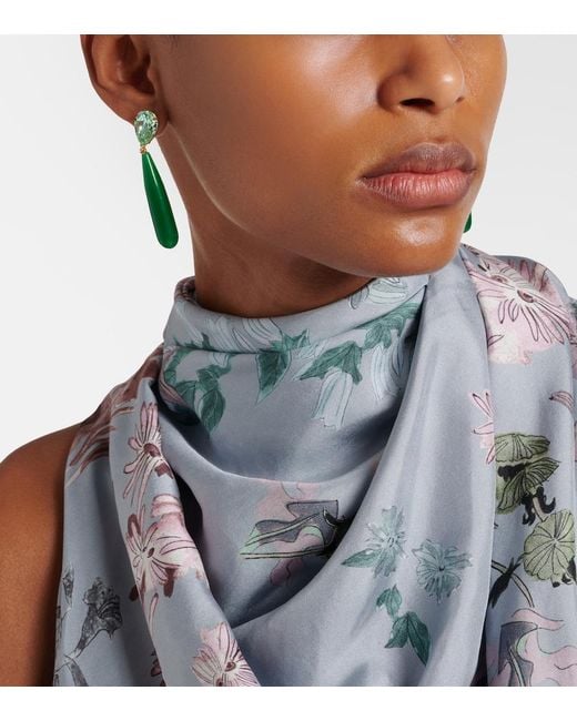 Jennifer Behr Green Caroline Embellished Drop Earrings