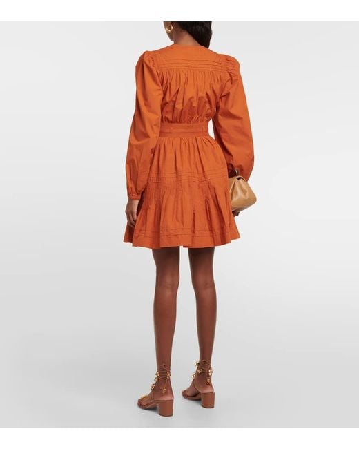 Miniabito Rosalind in popeline di cotone di Ulla Johnson in Orange