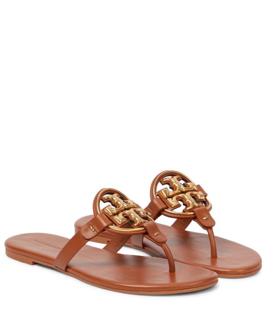 Tory Burch Metal Miller Soft Leather Sandals in Brown | Lyst UK