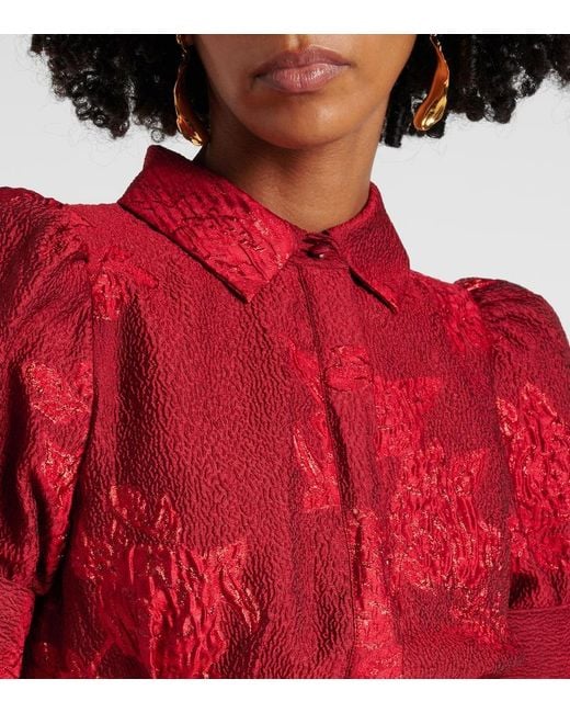 Rebecca Vallance Henrietta Belted Brocade Gown in Red | Lyst