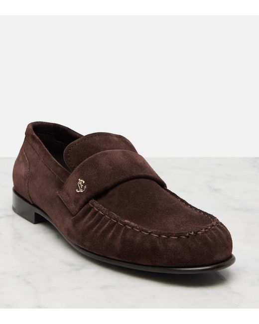 Jimmy Choo Brown Ellis Suede Loafers