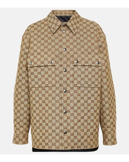 Gucci Brown Gg Canvas Shirt Jacket