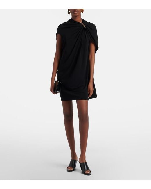 Sportmax Black Draped Crepe Minidress