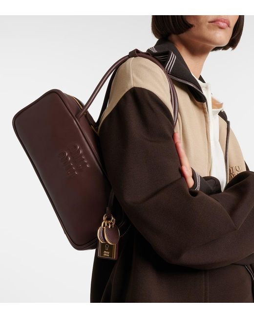 Miu Miu Brown Beau Leather Shoulder Bag