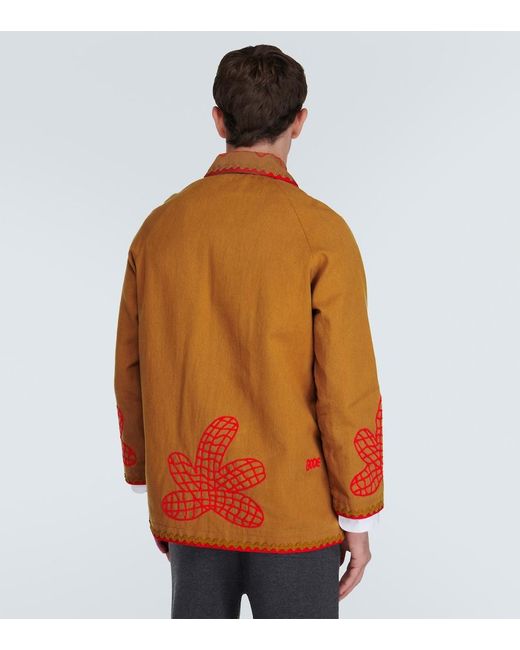 Bode Brown Field Maple Embroidered Cotton Coat for men
