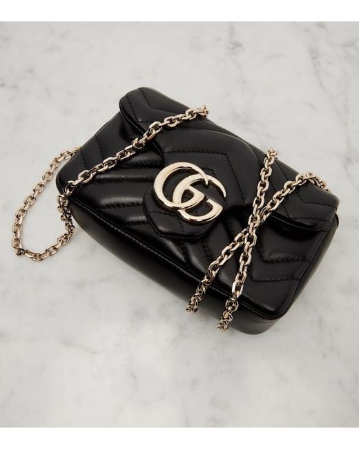 Gucci Black Gg Marmont Mini Leather Shoulder Bag