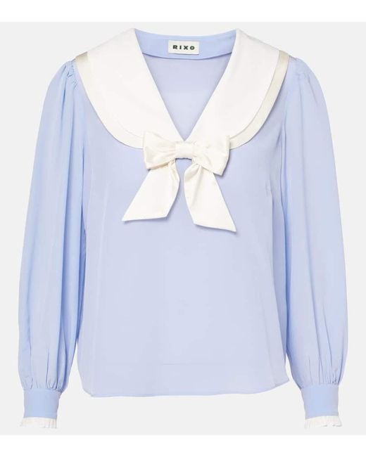 Rixo Blue Eimer Silk Top
