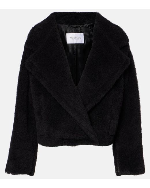 Max Mara Black Oggeri Alpaca, Wool, And Silk Teddy Coat