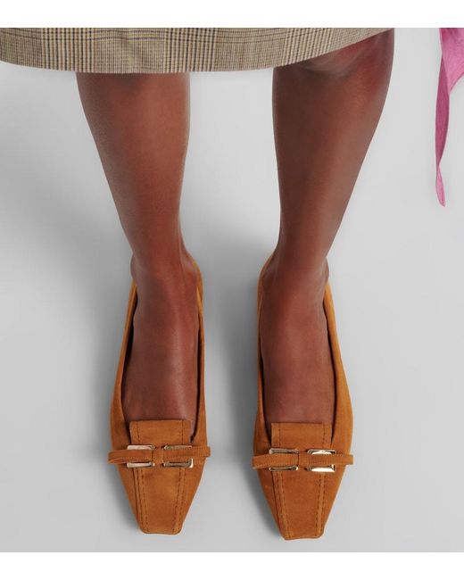 Roger Vivier Brown Virgule Suede Ballet Flats