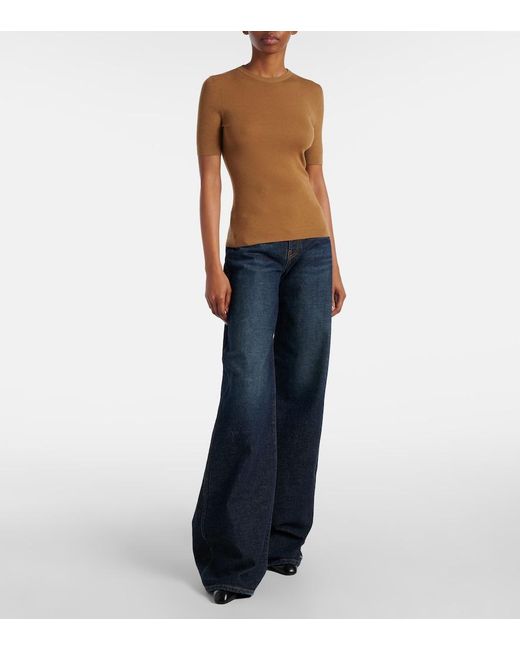 Khaite Brown Celina Ribbed-Knit Wool-Blend Top