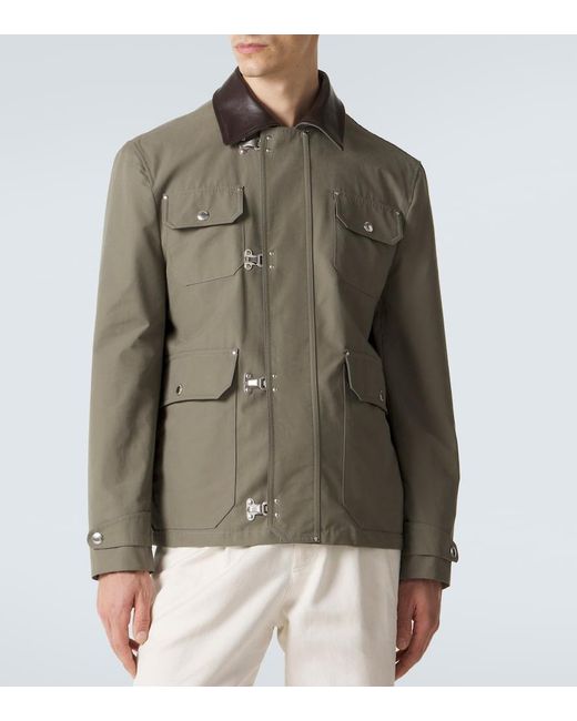 Brunello Cucinelli Green Cotton-Blend Gabardine Field Jacket for men