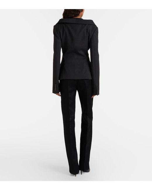 McQueen Black High-Rise Wool Flared Pants