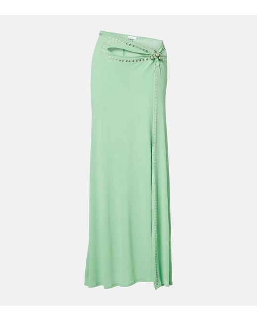 Gonna Lunga Con Decorazioni di Rabanne in Green