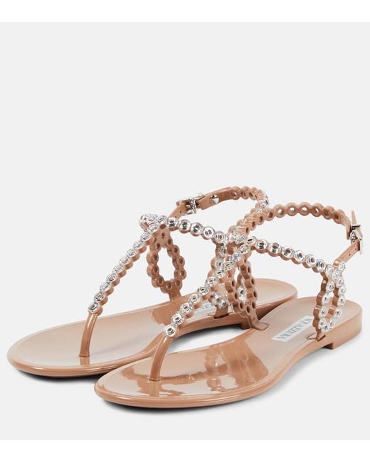 Aquazzura Pink Almost Bare Embellished Pvc Sandals