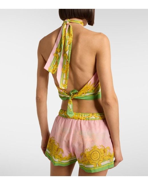 Versace Multicolor Printed Cotton And Silk Voile Top