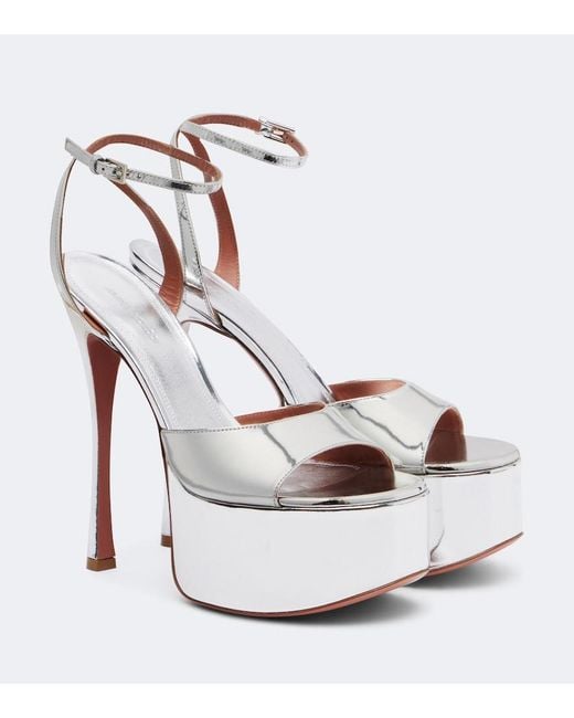 AMINA MUADDI White Aya Mirrored Leather Platform Sandals
