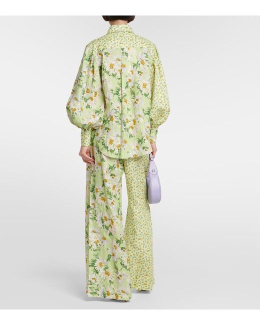 ALÉMAIS Green Astra Floral Linen Shirt