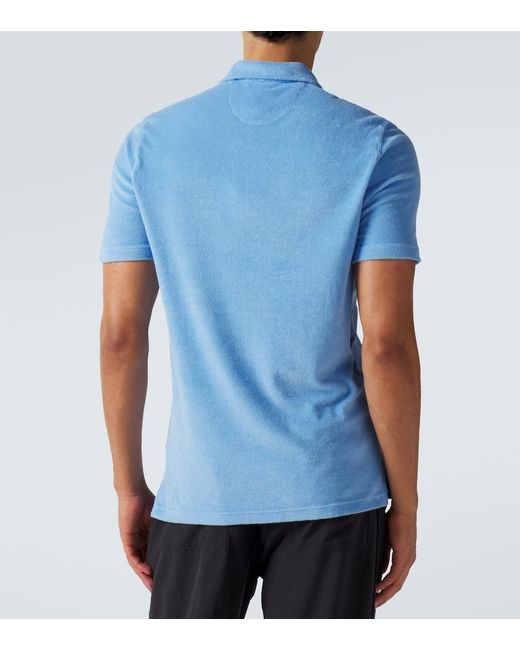 Fedeli Blue Cotton Terry Polo Shirt for men