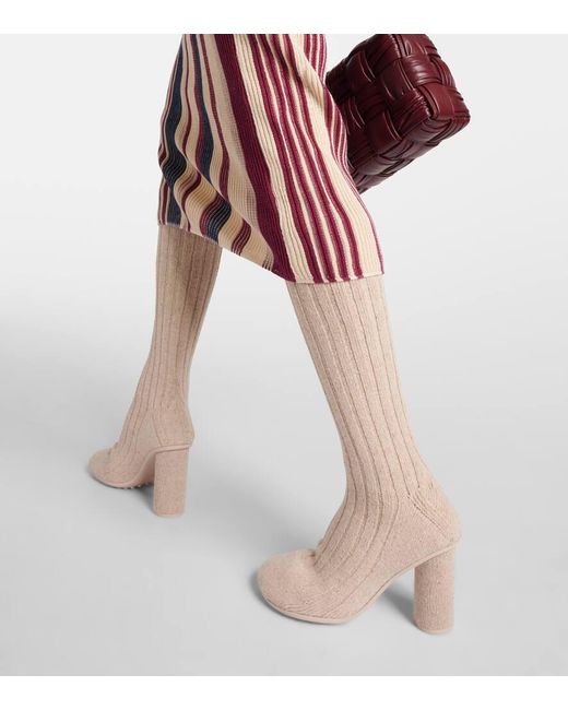 Bottega Veneta White Knitted Atomic Boots 90