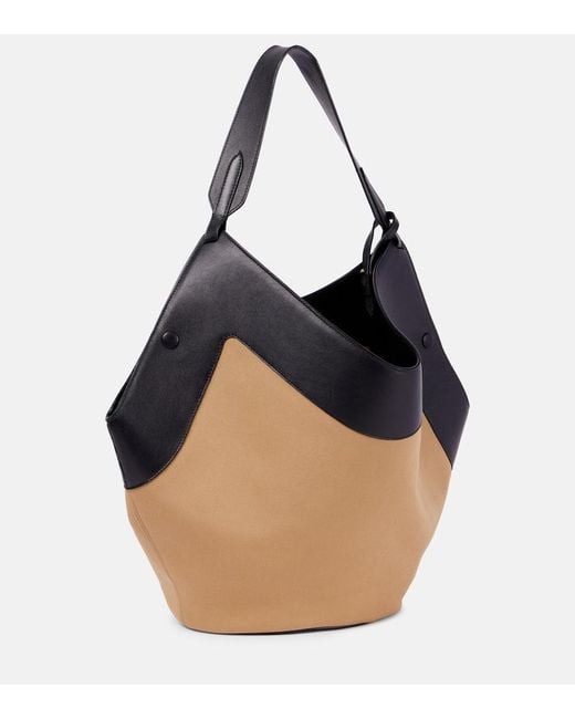 Khaite Blue Schultertasche Lotus Medium Aus Canvas Mit Leder