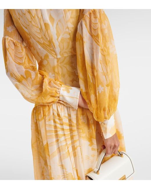 Erdem Metallic Printed Silk Voile Gown