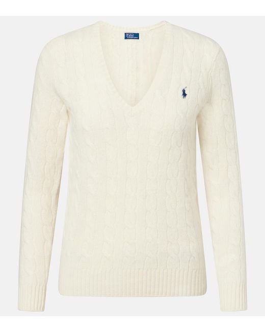 Polo Ralph Lauren White Kimberly Wool And Cashmere Sweater