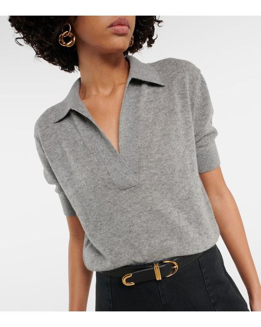 Polo Shrunken Jo in misto cashmere di Khaite in Gray