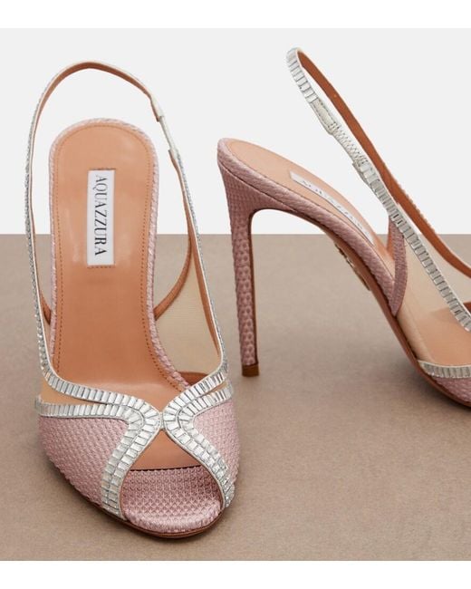 Aquazzura Pink Wild Aurora Embellished Slingback Sandals
