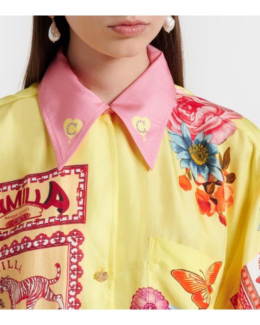 Camilla Red Collage Kingdom Silk Bowling Shirt