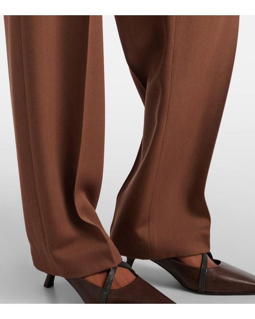 Brunello Cucinelli Brown Wool-Blend Suit Pants