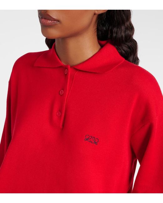 Loewe Red Double L Cashmere-Blend Polo Sweater
