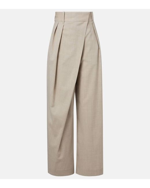 Pantaloni Asimmetrici A Gamba Larga di Loewe in Natural