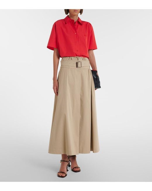 Loewe Natural Belted Cotton And Silk Maxi Skirt