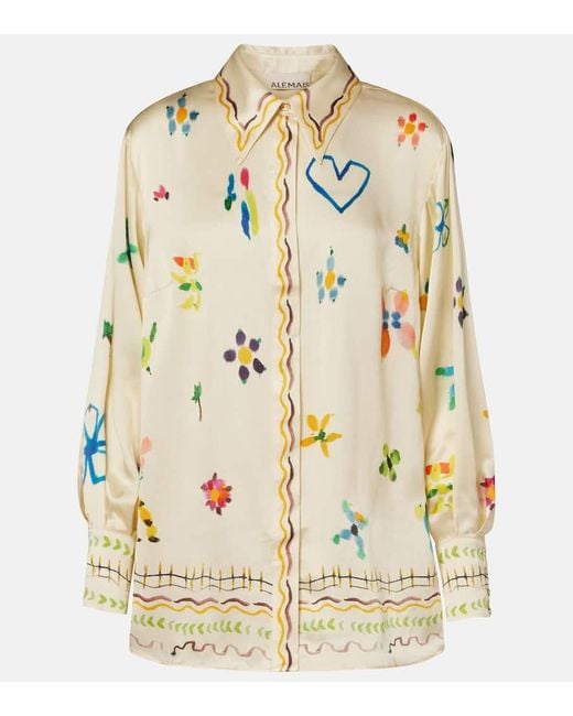 ALÉMAIS Metallic Sidi Floral Silk Shirt