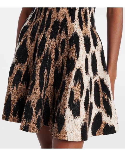Balmain Black Leopard-Print Jacquard Minidress