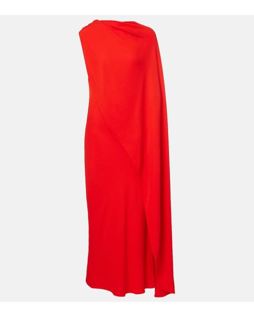 Balenciaga Red Open-Back Caped Silk And Wool Crepe Gown