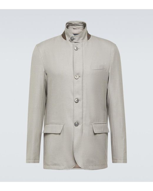 Herno Gray Cotton, Cashmere, And Silk Coat for men