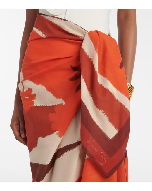 Johanna Ortiz Red Sailing Landscapes Cotton Beach Cover-Up