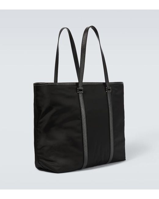 Prada Black Re-Nylon Leather-Trimmed Tote Bag for men