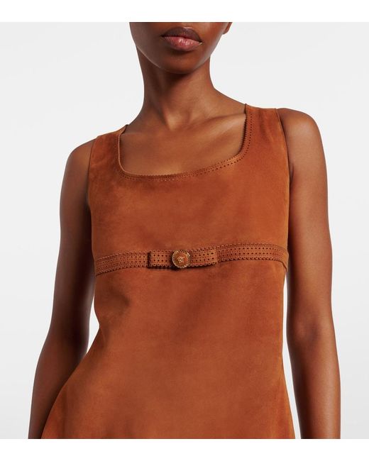 Robe En Daim Versace en coloris Brown