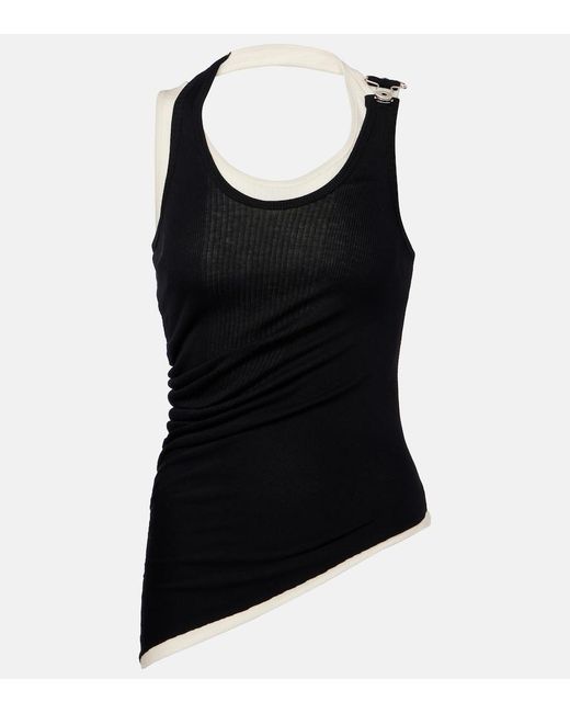 Jean Paul Gaultier Black Layered Cotton Jersey Tank Top