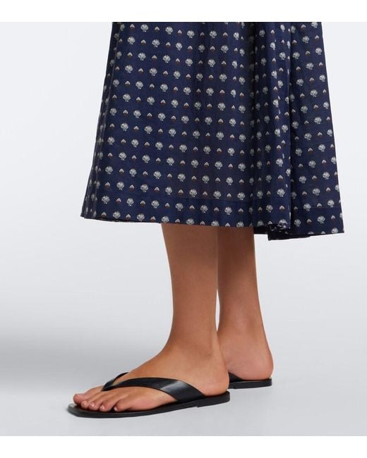 Doen Blue Quinn Printed Cotton Poplin Midi Dress