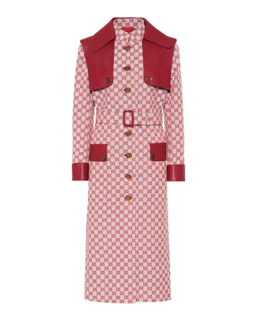 Gucci Red GG Print Trench Coat