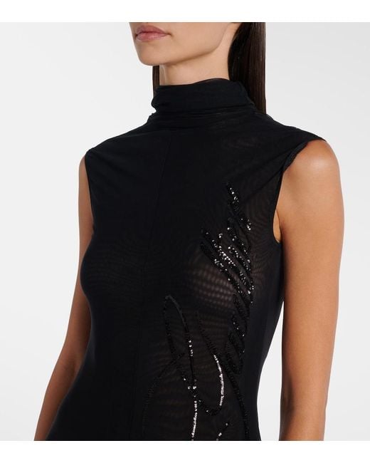 Jean Paul Gaultier Black Sequined Mesh Maxi Dress