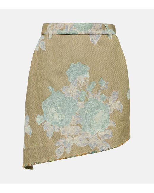Vivienne Westwood Green Sailor Floral Asymmetric Denim Miniskirt