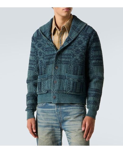 RRL Cardigan Aus Baumwoll-Jacquard in Blue für Herren